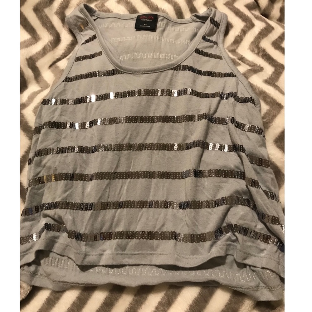 Gray Sequined Crop Top
